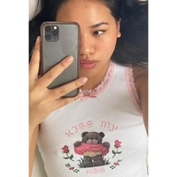 Pink Lace Bear Print Tank Top - Thumbnail 2