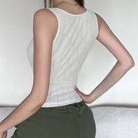 White Ribbed Tank Top with Black Bows - Thumbnail 3