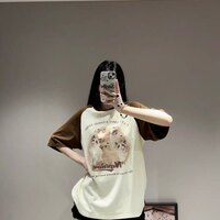 Graphic Cat Print Short Sleeve T-shirt  - Thumbnail 6