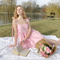 Pink Bow Tie Up Mini Dress  - Thumbnail 2