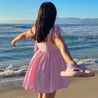 Pink Bow Tie Up Mini Dress  - Thumbnail 7