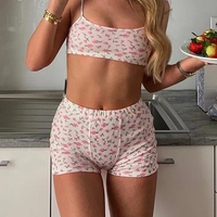 2PCS Floral Print Camisole + Shorts - Thumbnail 2