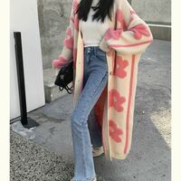 Pink Flower Oversized Knit Cardigan  - Thumbnail 2