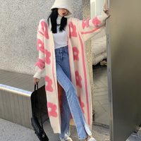 Pink Flower Oversized Knit Cardigan  - Thumbnail 4