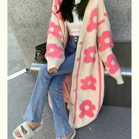 Pink Flower Oversized Knit Cardigan  - Thumbnail 5
