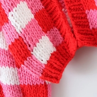 3D Red & White Crochet Cardigan with Yellow Bow  - Thumbnail 5