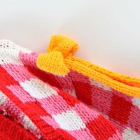 3D Red & White Crochet Cardigan with Yellow Bow  - Thumbnail 6