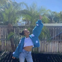 3D Blue Cloud Crochet Cardigan Sweater  - Thumbnail 3