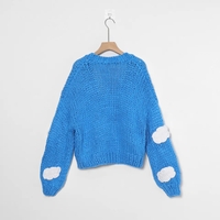 3D Blue Cloud Crochet Cardigan Sweater  - Thumbnail 7