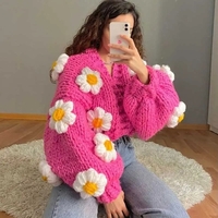 3D Flower Crochet Knit Cardigan  - Thumbnail 1