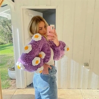 3D Flower Crochet Knit Cardigan  - Thumbnail 3