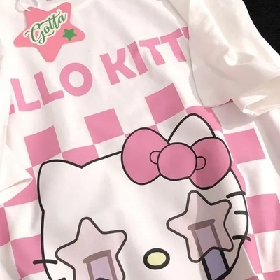 Japanese crying cat anime short sleeve t-shirt  - Thumbnail 1