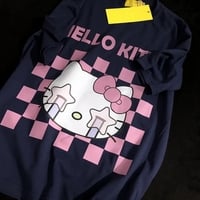 Japanese Crying Cat Anime Short Sleeve T-shirt  - Thumbnail 3