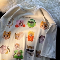 Funny Cat Meme Print Short Sleeve T-shirt  - Thumbnail 1