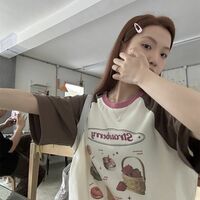 Strawberry Cake Print Short Sleeve T-shirt  - Thumbnail 2