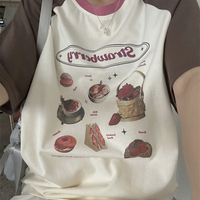 Strawberry Cake Print Short Sleeve T-shirt  - Thumbnail 3