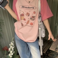 Strawberry Cake Print Short Sleeve T-shirt  - Thumbnail 6