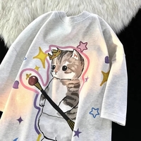 Cat Crown Print Short Sleeve T-shirt  - Thumbnail 1