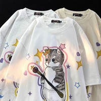 Cat Crown Print Short Sleeve T-shirt  - Thumbnail 2