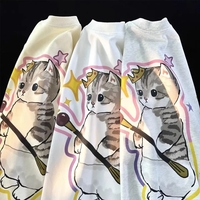 Cat Crown Print Short Sleeve T-shirt  - Thumbnail 4