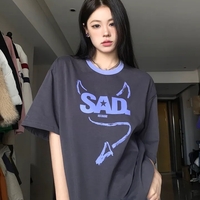 Demon Horn Oversized Graphic T-shirt  - Thumbnail 1
