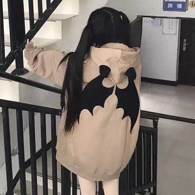 Demon horn oversized zipper hoodie