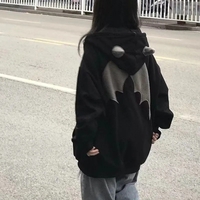 Demon Horn Oversized Zipper Hoodie - Thumbnail 5