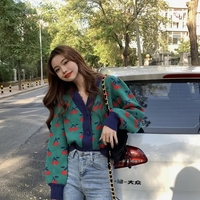Cherry Print Soft Knit Cardigan  - Thumbnail 2
