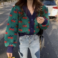 Cherry Print Soft Knit Cardigan  - Thumbnail 3