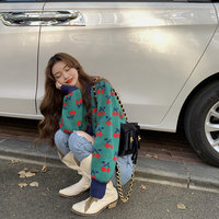 Cherry Print Soft Knit Cardigan  - Thumbnail 5