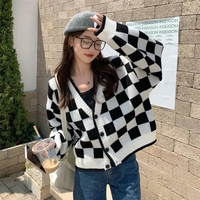 Checkboard Patchwork Cardigan  - Thumbnail 1