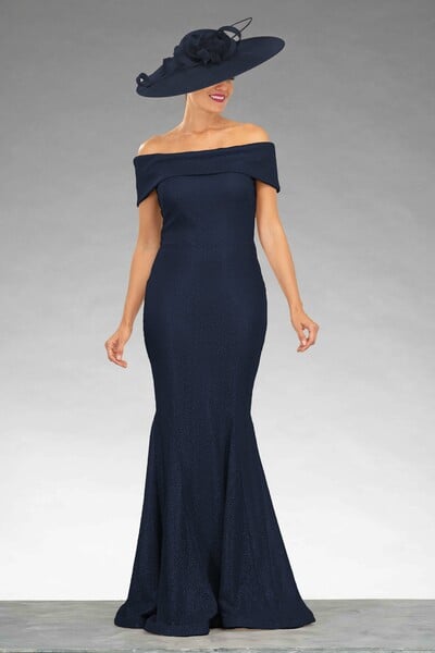 Custom Made Mermaid Navy Oyster Full Length Bardot features Mother of the Bride Dresses