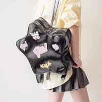 Y2K Star Laser Black Pink Silver Leather Bag Chain Shoulder Backpack - Thumbnail 1