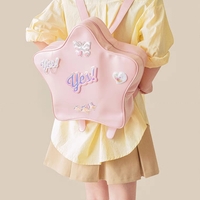 Y2K Star Laser Black Pink Silver Leather Bag Chain Shoulder Backpack - Thumbnail 6