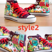 New cartoon funny popular fashion hand-painted shoes sneakers - Thumbnail 1