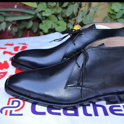 Bespoke handmade black calf leather chukka boot - Thumbnail 5