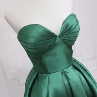 Green Satin High Low Party Dresses, Strapless Green Homecoming Dresses - Thumbnail 2