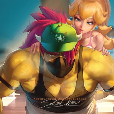 Bow.ser gym push-up poster#506