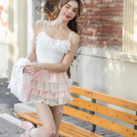 Sweetheart Princess Coquette Sweet White Pink Bow See Through Cardigan Jacket Tank Top Skirt Three Piece Set - Thumbnail 3