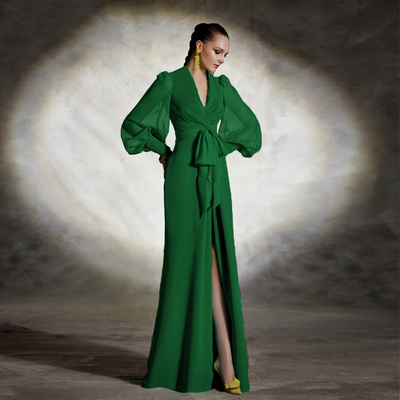 Green Chiffon Mother of Bride/Groom Dress