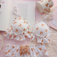 Brown Bear Milk White Panties Underwear Lingerie Set - Thumbnail 3