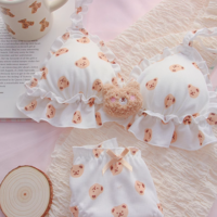 Brown Bear Milk White Panties Underwear Lingerie Set - Thumbnail 2