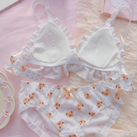 Brown Bear Milk White Panties Underwear Lingerie Set - Thumbnail 9