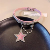 Diamond Cross Decorated Pink White Star & Heart Y2K Hot Girl Choker Necklaces - Thumbnail 7