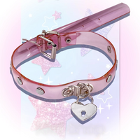 Pink Silicone Star & Love Heart Lock Y2K Hot Girl Choker Necklaces - Thumbnail 1