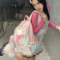 Original pink schoolbag foxtail personality new large-capacity backpack backpack - Thumbnail 1