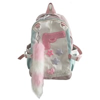 Original pink schoolbag foxtail personality new large-capacity backpack backpack - Thumbnail 6