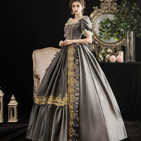 Gray Satin Lace Long Ball Gown - Thumbnail 3