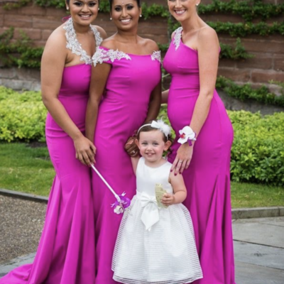 Fuchsia mermaid bridesmaid dresses for wedding  - Thumbnail 2