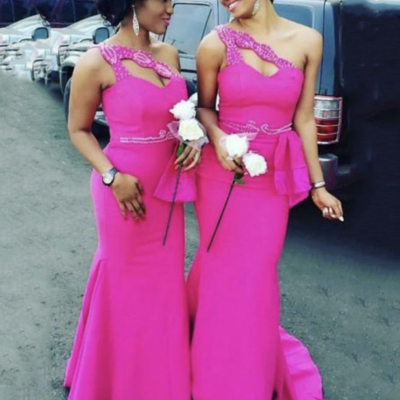 One shoulder bridesmaid dresses with keyhole - Thumbnail 2